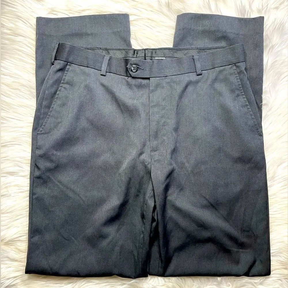 George Flat Front Dress Pants Grey Size 34 x 34